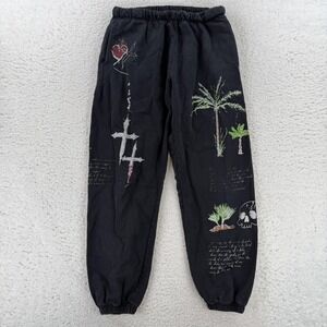 Mnml Sweatpants Mens XL Black Graphic Jogger Pants Elastic Grunge Pockets Y2K